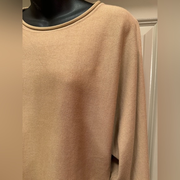 MEROKEETY Women's Tan Crewneck Cropped Sweater size L - Picture 8 of 16
